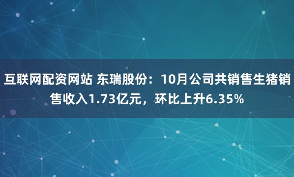 互联网配资网站 东瑞股份：10月公司共销售生猪销售收入1.73亿元，环比上升6.35%